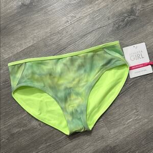 NWT Athleta Girl Reversible Bikini Bottom "Sunset Abstract Green" Neon XS / 6